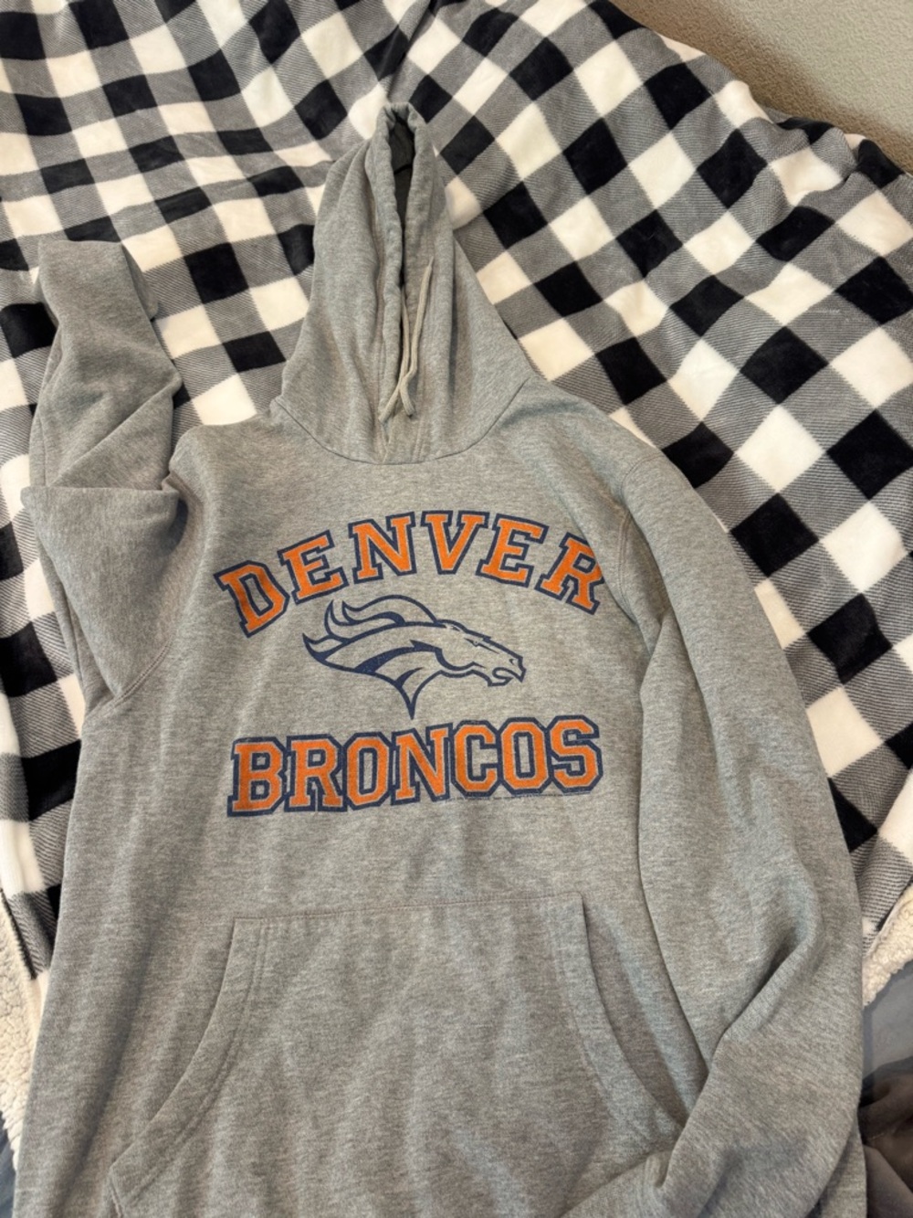 NFL Denver Broncos Gray Hoodie with Orange & Navy Logo